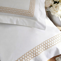 Parures de lit en coton 100% de haute qualité avec broderie nid d'abeille, rayures, housses de couette pour hôtel, ensembles de literie