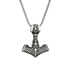 Yunnique – collier avec pendentif marteau de Thor en acier inoxydable pour hommes, style nordique, chaîne de 60cm, bijoux cadeau - Product Image 5
