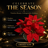 Bouquet de fleurs artificielles en velours et soie, poinsettia à cinq branches, rouge, pour la décoration de Noël du salon