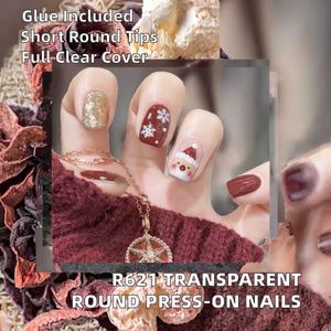 Ongles à coller de haute qualité, couleur unie mate, couvrance totale, forme amande moyenne - Product Image 2