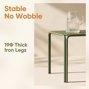 Set <span class=keywords><strong>Tavolo</strong></span> e Sedie da Giardino per Esterni, Leggero e Resistente, Design Minimalista, Telaio in Metallo Verniciato a Polvere Resistente ai Raggi UV, Seduta in PP - Product Image 4