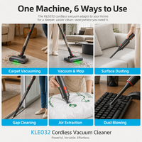 Aspirateur 2-en-1 à main et sur pied avec tête LED pour sols durs, tapis et poils d'animaux, rechargeable par Type-C