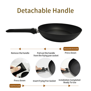 Customizable Aluminum Alloy <strong>Frying</strong> <strong>Pan</strong> Detachable Handle <strong>Portable</strong> Design Dishwasher Safe Outdoor Camping Cooking - Product Image 1