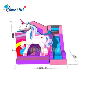 Expédié sous 7 jours 13ft licorne gonflable <span class=keywords><strong>parc</strong></span> à thème Bounce Commercial Jumping House Cartoon Cute lane Dual Slide - Product Image 3
