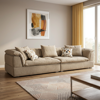 Canapé sectionnel moderne en tissu de 3,36 m, style italien, rembourré et moelleux, 3 places, canapé nuage