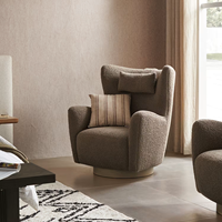 Fauteuil pivotant de style américain de luxe pour salon, en tissu bouclé