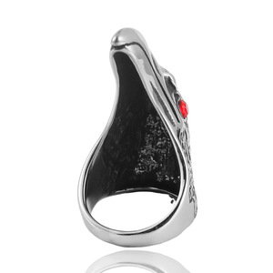 Eagle <b>Ring</b> Men's Stainless Steel Silver Red Stone Bezel Setting Everyday Wear 24058 - Product Image 2