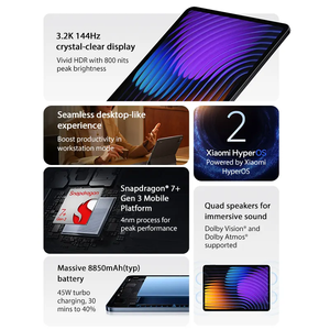 Versión Global Xiaomi Pad 7 Snapdragon 7+ Gen 3 Pantalla de 11.2'' y 144Hz Cuatro Altavoces Tablet Batería de 8850mAh Carga Turbo de 45W - Product Image 1