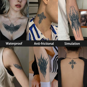 Tatuaje temporal ornamental gótico oscuro abstracto, tatuaje semipermanente cruzado resistente al agua, último tatuaje <span class=keywords><strong>de</strong></span> hierbas <span class=keywords><strong>para</strong></span> brazo <span class=keywords><strong>de</strong></span> 2 semanas - Product Image 4