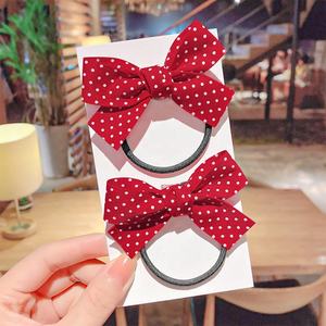 Bracelet de cheveux élastique avec nœud pour filles, queue de cheval, en caoutchouc, rouge, pour nouvel an, décoration pour enfants, nouvelle collection - Product Image 6