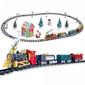 어린이 더 아름다운 어린이 크리스마스 선물 슬롯 전기 연기 기차 장난감 세트 사운드 라이트