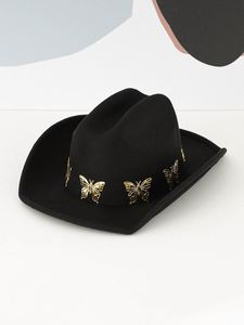 Men's Women's Retro Western Cowboy <b>Hat</b> Vintage Felt Printed Butterfly Personalized Party Jazz Cowboy <b>Hats</b> - Product Image 5