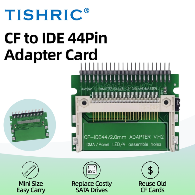 TISHRIC CF to IDE Adapter Card 2.5" Compact Flash Card Adapter CF to IDE 44Pin SSD HDD Memory Converter Male/Female for Laptop