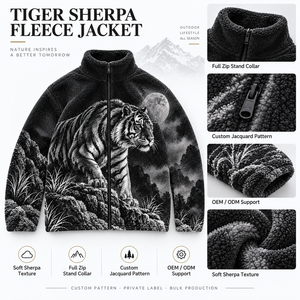 Chaqueta <span class=keywords><strong>de</strong></span> invierno para hombre <span class=keywords><strong>de</strong></span> forro polar Sherpa con diseño <span class=keywords><strong>de</strong></span> tigre, cremallera completa, <span class=keywords><strong>de</strong></span> pelo alto, para exteriores, fabricante OEM ODM, <span class=keywords><strong>mayorista</strong></span> - Product Image 2