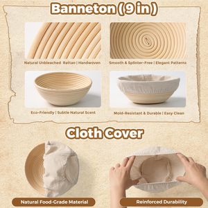 Kit de démarrage <span class=keywords><strong>pour</strong></span> <span class=keywords><strong>levain</strong></span>, ensemble de paniers de levage ronds de 9 pouces, fournitures de boulangerie <span class=keywords><strong>pour</strong></span> <span class=keywords><strong>levain</strong></span>, outils <span class=keywords><strong>pour</strong></span> la fabrication de <span class=keywords><strong>pain</strong></span> au <span class=keywords><strong>levain</strong></span> - Product Image 3