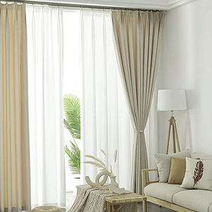 Nuova tendenza poliestere solido Beige testurizzato <span class=keywords><strong>tende</strong></span> di qualità reale oscuranti <span class=keywords><strong>tende</strong></span> per il soggiorno camera da letto Hotel di lusso - Product Image 3
