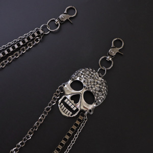 Cadena de cintura Yueli Punk Metal Ghost Head, cadena decorativa multicapa de aleación de zinc para jeans, accesorio de hip hop para uso diario. - Product Image 4