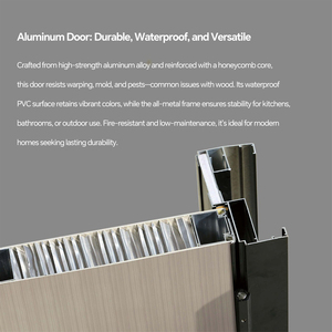Porte moderne en bois et aluminium Offre Spéciale Extérieur Intérieur Chambre Portes en aluminium imitation bois Portes en aluminium à grain de bois - Product Image 5