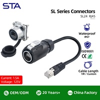 Puerto de Red RJ45 IP67/IP68, Conector Circular LED Industrial a Prueba de Agua para Montaje en Panel, Cable de Extensión CAT6 Cat5e, Adaptador 5A