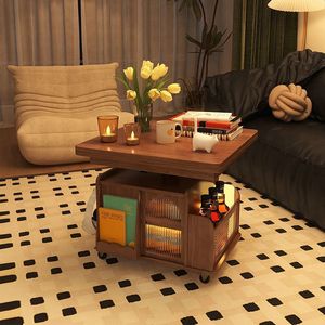 Mesa de centro móvil de lujo, mesa auxiliar, sala de estar, sofá, armario lateral, carrito de almacenamiento, Red de celebridades, Mostrador de té de madera maciza - Product Image 3