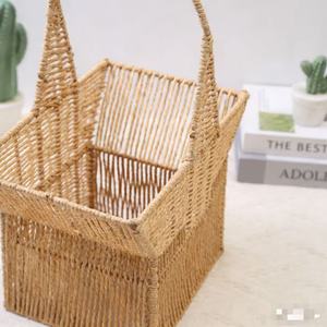 Panier de rangement rectangulaire multifonctionnel en papier tissé à la main, écologique et durable, avec poignées, parfait pour la décoration et l'organisation - Product Image 4