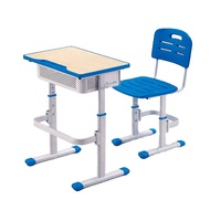 Table d'étude pour étudiants avec plateau en MDF et structure en métal antirouille, hauteur réglable, mobilier scolaire