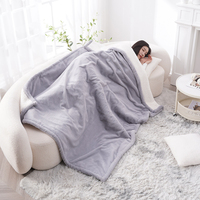 Plaid électrique d'hiver 160x130cm en fausse fourrure de lapin et sherpa, 9 réglages de chaleur, fil chauffant PTC, lavable, télécommande, usage domestique