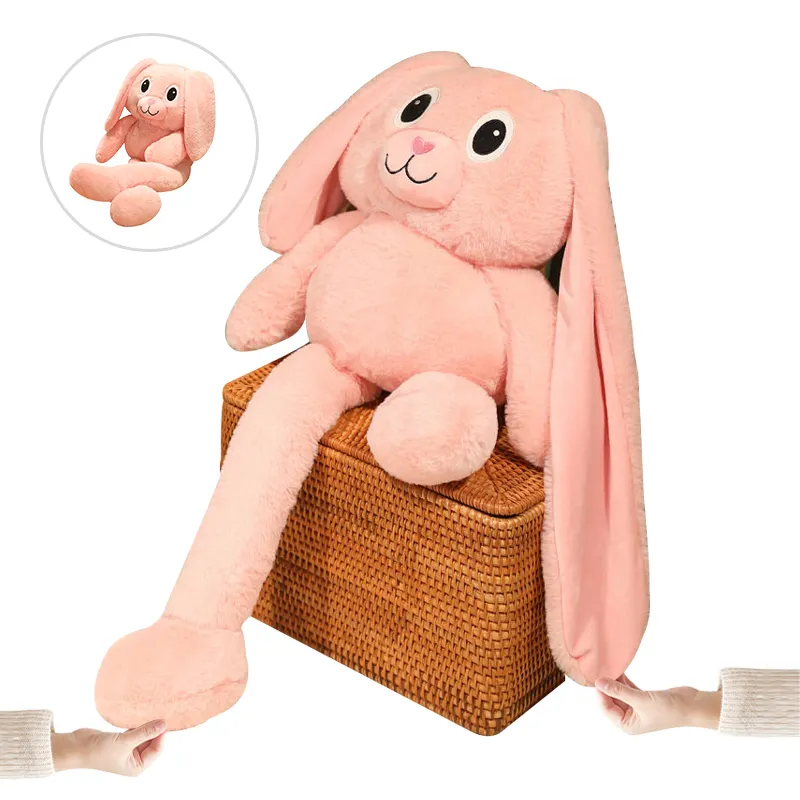 ตุ๊กตากระต่ายนุ่มสุดสร้างสรรค์ของเล่นแบบโต้ตอบตุ๊กตากระต่ายหูยาวกระต่ายยืดได้