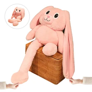 创意软兔毛绒玩具互动玩具拉耳兔公仔长耳兔弹力兔毛绒玩具