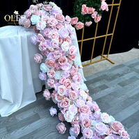Chemin de table en soie de luxe personnalisé de 200 cm, fleurs artificielles longues personnalisables pour la décoration de table