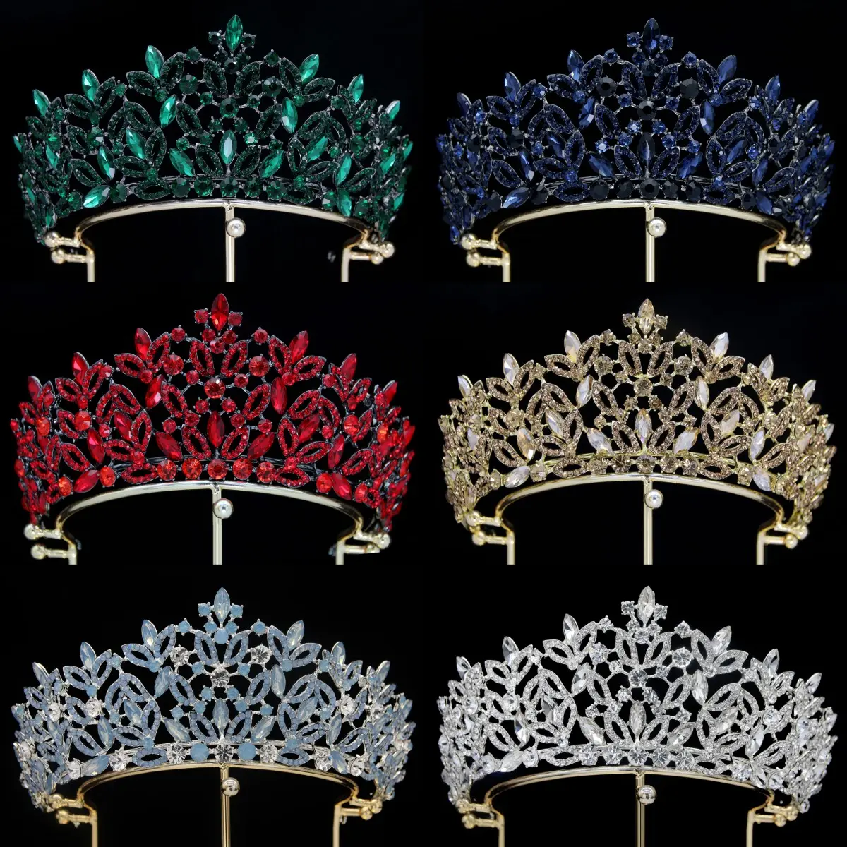 Popular design Bridal Headpiece Wedding Hair Accessories colorful Rhinestone Tiara for women