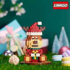 Blocs de construction <span class=keywords><strong>Linkgo</strong></span> assemblés - Micro briques 3D Figurines de Noël (Élan, Père Noël, Bonhomme de neige, Arbre) pour enfants - Product Image 4