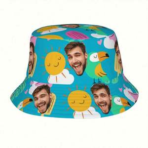 Chapeau de pêcheur personnalisable et amusant, design feuille dessinée à la main, chapeau bob personnalisé avec photo pour hommes et femmes, usage quotidien - Product Image 2
