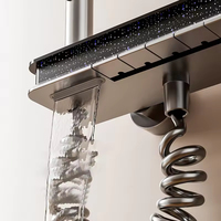 Ensemble de douche de luxe complet en nickel brossé avec effet cascade et pluie pour salle de bain