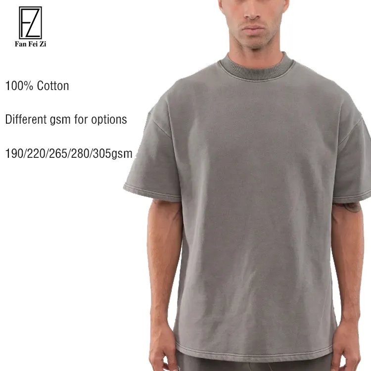 Camiseta de moda de fabricación de peso pesado 220gsm 300 gsm camiseta pesada de gran tamaño 100% algodón Boxy Fit camiseta estampada Puff