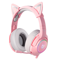 Casque de jeu Onikuma K9 avec oreilles de chat, stéréo, couleur unie, avec suppression du bruit pour PS4/Xbox/PC/Switch
