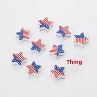 Perles en bois et copeaux de bois pour la Fête de l'Indépendance américaine, accessoires perforés pour drapeau perlé DIY, étoile à cinq branches