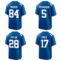 Jahitan Berkualitas Terbaik Dapat Disesuaikan # 28 TAYLOR # 5 RICHARDSON # 84 WARREN # 17 JONES  Jersey Sepak Bola Amerika