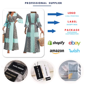 BYJ002 Robes d'été tendance pour femmes, décontractées et élégantes, imprimées léopard, col en V, manches évasées, à lacets, <span class=keywords><strong>robe</strong></span> longue ajustée, <span class=keywords><strong>plage</strong></span> - Product Image 3