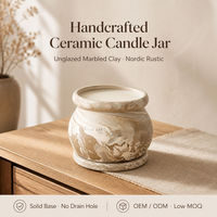 Pot à bougie en céramique en forme de boule, en argile marbrée non émaillée, support de bougie, conteneur pour bougie parfumée, décoration intérieure, vente en gros, OEM