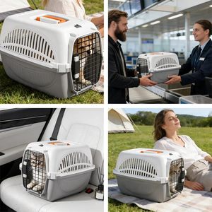 Cage de transport rigide <span class=keywords><strong>pour</strong></span> chiens et chats, mini, portable, avec porte <span class=keywords><strong>en</strong></span> fil d'acier, gamelle d'eau, séparateur d'urine et fentes de ventilation, <span class=keywords><strong>pour</strong></span> voiture - Product Image 2