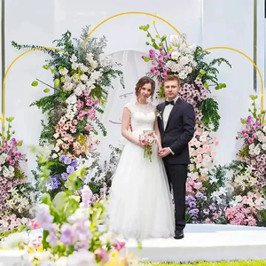 Altın Metal Set <span class=keywords><strong>3</strong></span> Arch zemin standı düğün etkinlikleri için balonlar çiçek kemer sahne arka plan fotoğraf kabini dekorasyon - Product Image 6