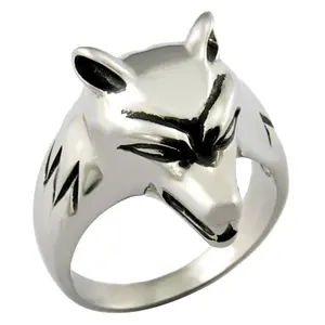 Bague Vintage pour hommes, bijoux animaux, rétro, acier inoxydable, motif tête de loup