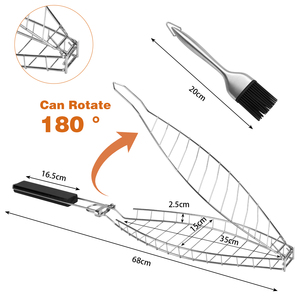 Cesta para parrilla de pescado de acero inoxidable 430 resistente con mango desmontable jaula para parrilla para barbacoa de pescado para salmón, verduras y mariscos - Product Image 2