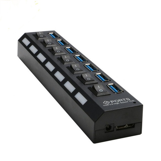 Super Speed 7 Port USB 3.0 HUB for Macbook PC Laptop with Individual Power LED and Switches