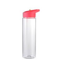 Bouteille d'eau en plastique PS écologique de 600 ml avec logo personnalisé, paille intégrée et couvercle à corde – Prête pour le voyage