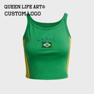 2025 Tùy Chỉnh Mỏng Crop Tops T Áo Sơ Mi Phụ Nữ Jersey 6XL Cotton Bé TEE Nước Cờ In Màu Đen Y2K Cắt Tee Denim Batik Vải - Product Image 5