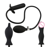 Silicone Grand Noir Gonflable Plug Anal Butt Plug Pénis Dilatateur Sex Toys pour Homme Femme Gay