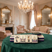2026 Vente en gros Ensemble de Mahjong américain haut de gamme en acrylique, prêt à l'emploi, pour le divertissement, très vendu, jeu de société design moderne en Lucite esthétique