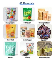 Boîtes en papier personnalisées imprimées holographiques pour biscuits, bonbons, gommes comestibles, fleurs, céréales, et sacs en Mylar découpés avec boîtes incluses